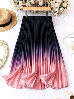 SHEIN CURVE OMBRE PINK PURPLE PLEATED SKIRT SZ 1X